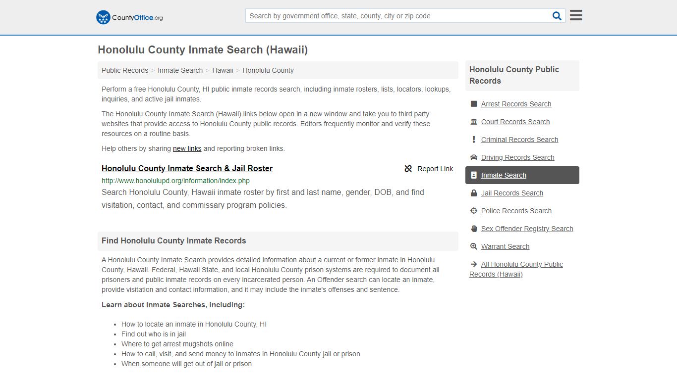 Inmate Search - Honolulu County, HI (Inmate Rosters ...