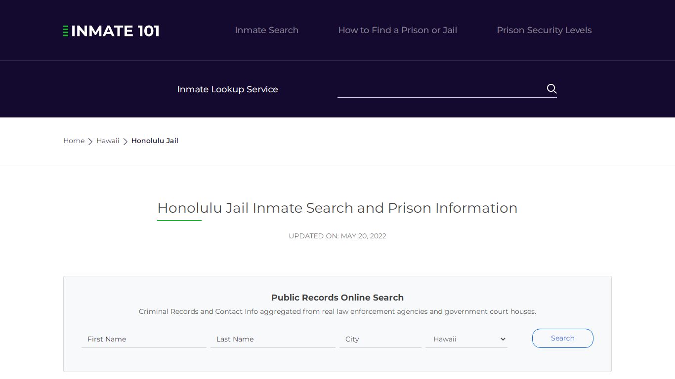 Honolulu Jail Inmate Search, Visitation, Phone no ...